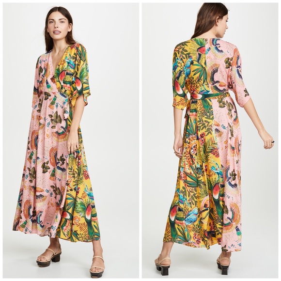 Anthropologie Dresses & Skirts - NWT Farm Rio Birds In The Wild Wrap Maxi Dress
